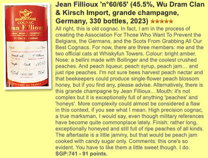  Wu Dram Clan Jean Fillioux -58YO, 1960+1965, 45.5% - Cognac, whiskyfun