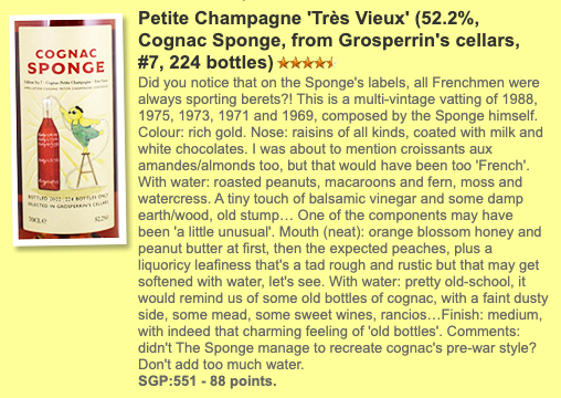 Cognac Sponge Grosperrin - 2022, Très Vieux, Petite Champagne, 52.2%, whiskyfun