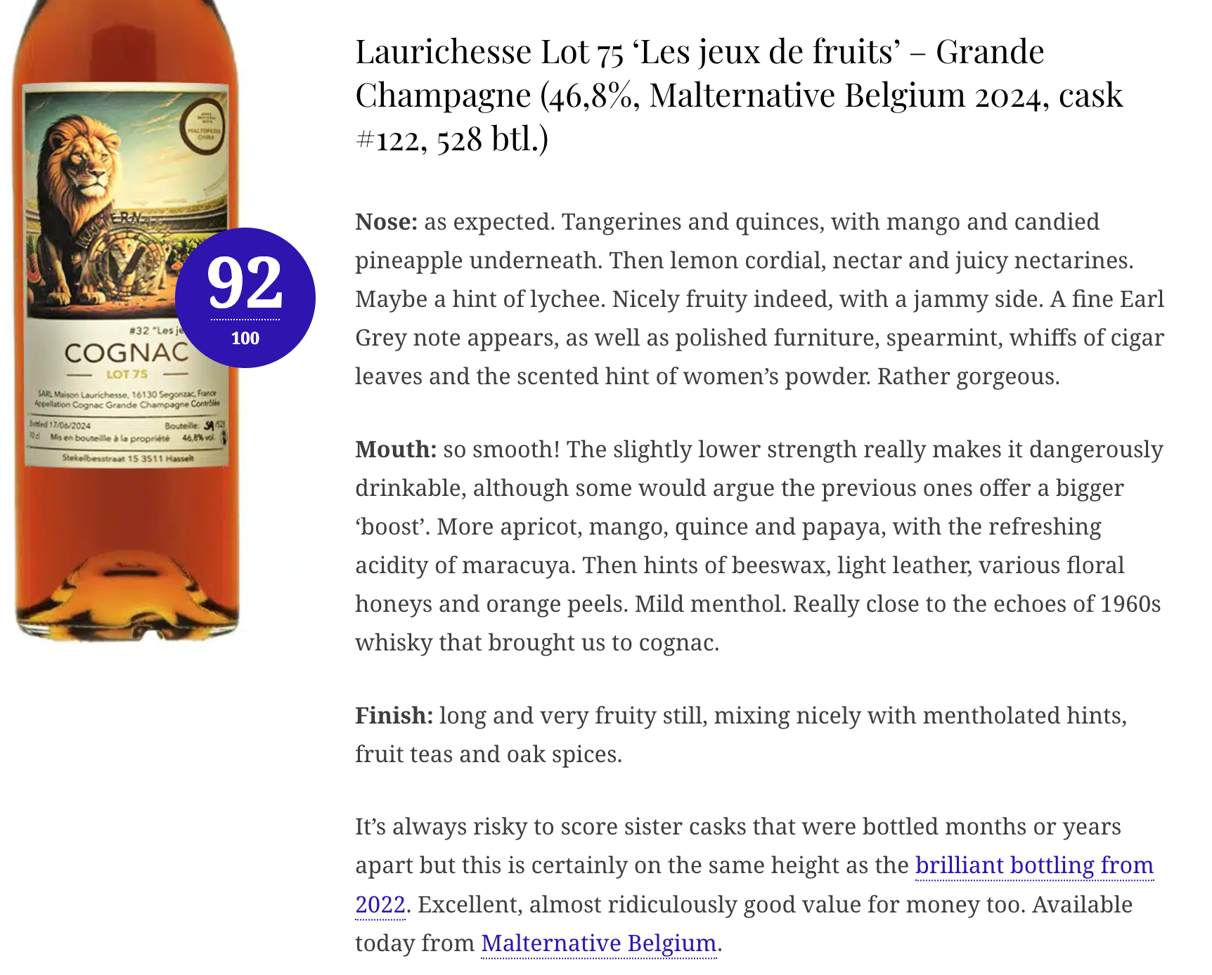 Malternative_Belgium_Cognac_32_lot75_laurichesse, whiskynote