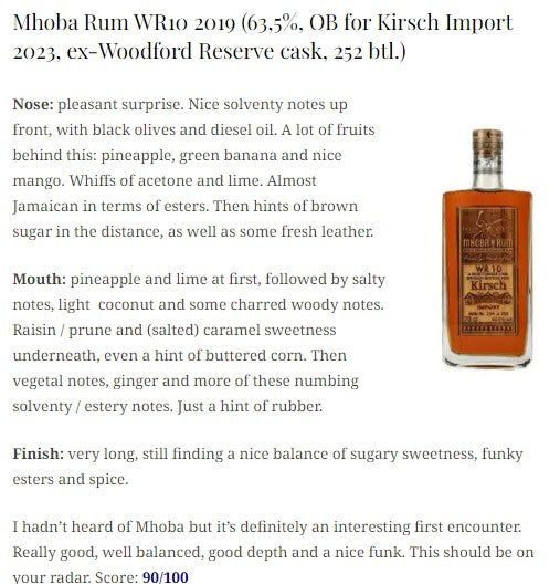 Mhoba - ~4YO, 2019/2023, #WR10, For Kirsch, 63.5% - Rum, 2