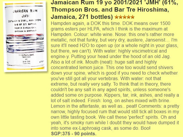 Thompson Bros Hampden - 19YO, 2001/2019, 61% - Rum, 2