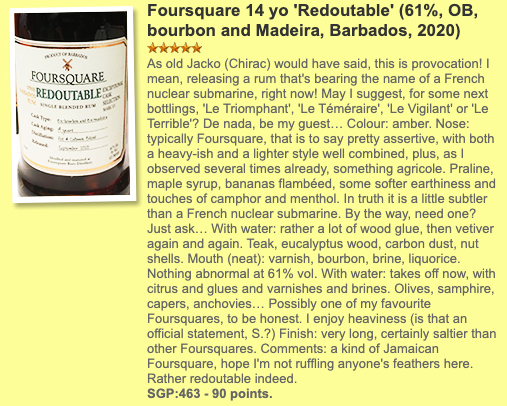 Foursquare Redoutable Mark XV Type : Single Blended Rum, Whiskyfun