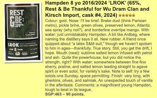 Rest & Be Thankful Hampden - 8YO, LROK, #4, 65%
Type : Pure Single Jamaican Rum