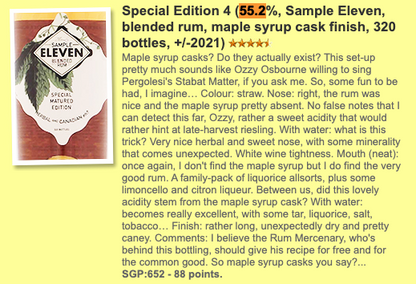 Sample Eleven - 2021, 55.2% Type : Rum, whiskyfun