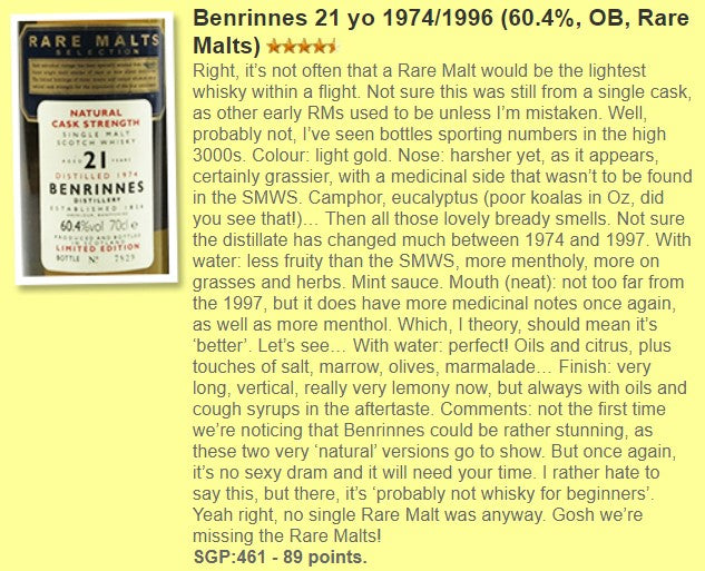 Benrinnes - 21YO, 1974/1996,RareMaltsSelection,60.4%-Whisky, 3