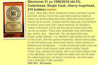 Cadenhead's Glenturret - 31YO, 1986/2018, 44.5% - Whisky, 2