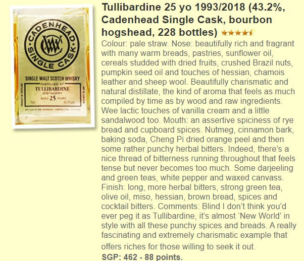 Cadenhead's Tullibardine - 25YO, 1993/2018, 43.2% - Whisky, 2