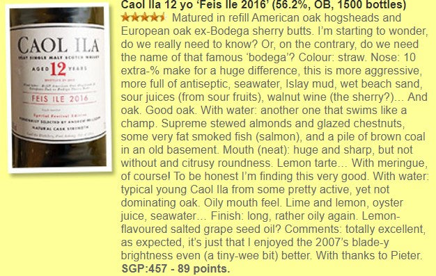 Caol Ila - 12YO, 2016,  Feis Ile 2016, 56.2% - Whisky, 2