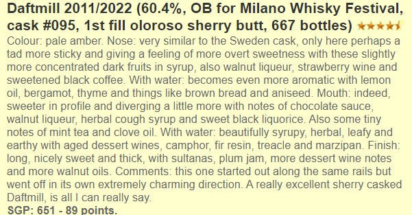 Daftmill - 10YO, 2011/2022, #095/2011, 60.4% - Whisky, 2