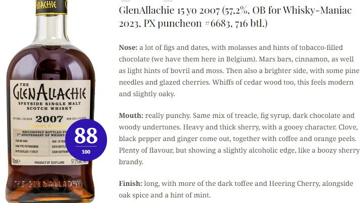 GlenAllachie  - 15YO, 2007/2023, #6683, 57.2% - Whisky, 2