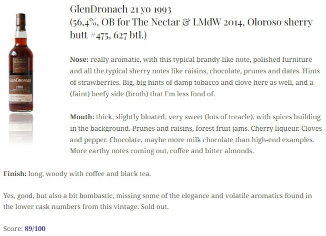 Glendronach - 21YO, 1993/2014, #475, for LMDW, 56.4%-Whisky, 2