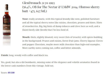 Glendronach - 21YO, 1993/2014, #475, for LMDW, 56.4%-Whisky, 2