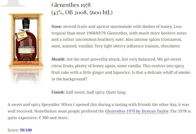 Glenrothes - 29YO, 1978/2008, 43% - Whisky, 2