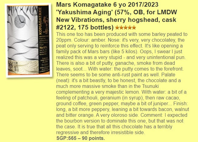Mars Komagatake-6YO, 2017/2023, Yakushima Aging, 57%-Whiskyfun