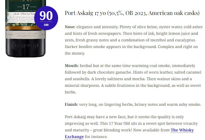 Port Askaig - 17YO, 2023, American oak, 50.5% - Whisky, 2