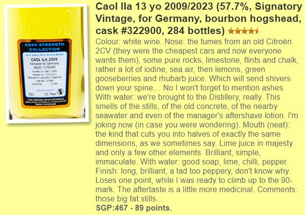 SV Caol Ila - 13YO, 2009/2023, #322900, 57.7% - Whisky,whiskyfun