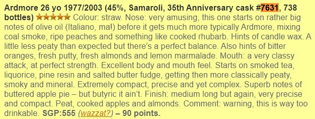 Samaroli Ardmore - ~26YO, 1977/2003, #7631, 45% - Whisky, 3