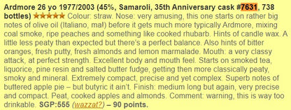 Samaroli Ardmore - ~26YO, 1977/2003, #7631, 45% - Whisky, 3