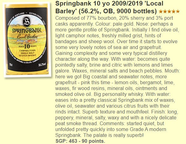 Springbank - 10YO, 2009/2019, Local Barley, 56.2% - Whisky, 2