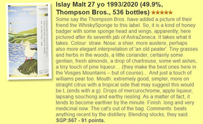 Thompson Bros Secret Islay - 27YO, 1993/2020, 49.9% -Whisky, 3