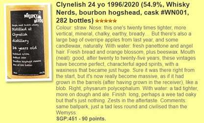WhiskyNerds Clynelish - 24YO, 1996/2020, 54.9% - Whiskyfun