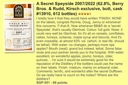 Berry Bros & Budd Secret Speyside Type : Single malt whisky, whiskyfun