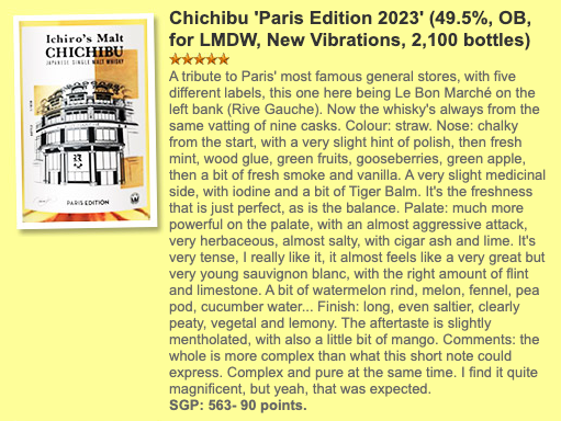 Chichibu 秩父 - 2023, Paris Edition, 49.5% - 2
Type : Single Malt Whisky