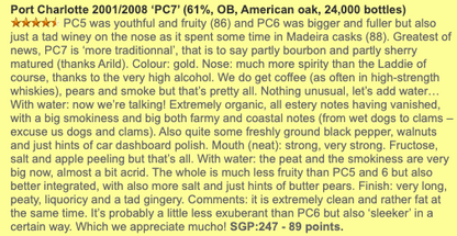 Port Charlotte - 7YO, 2001/2008, PC7, 61% - Whisky, whiskyfun