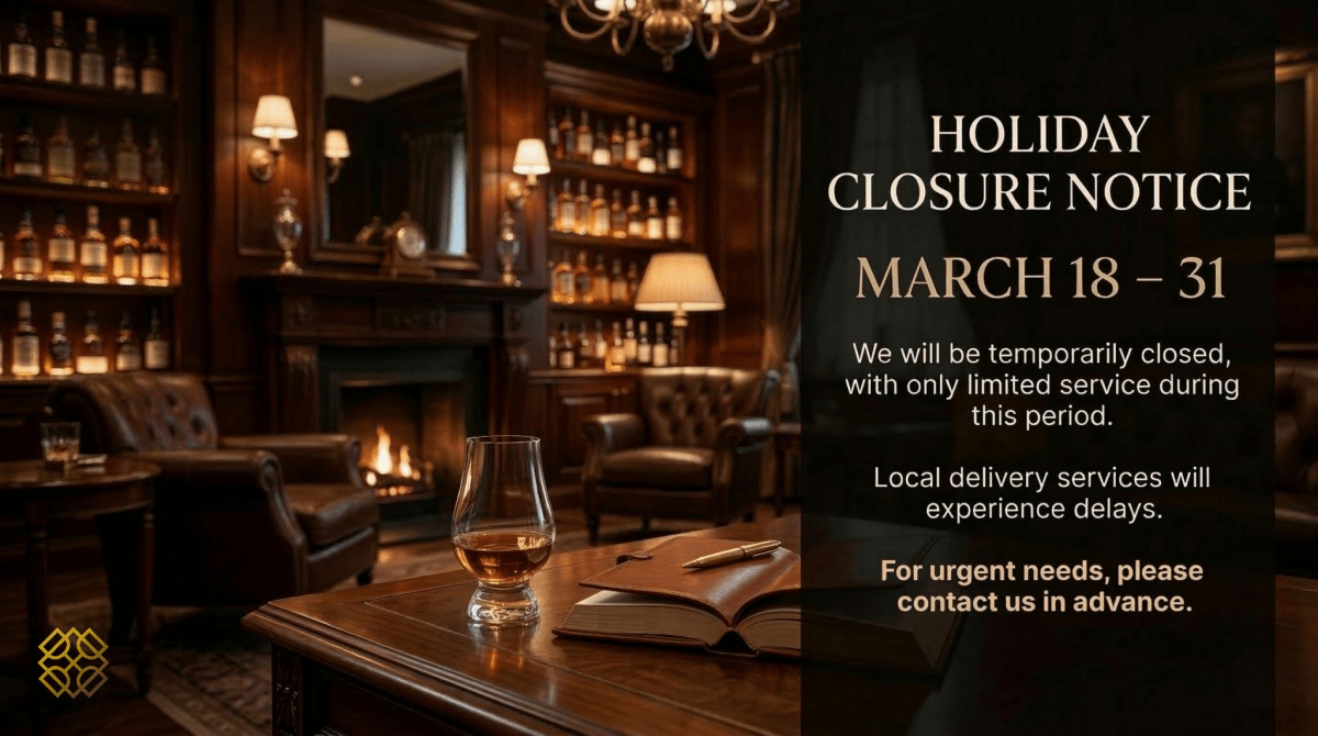 alcohol please holiday whisky service notice