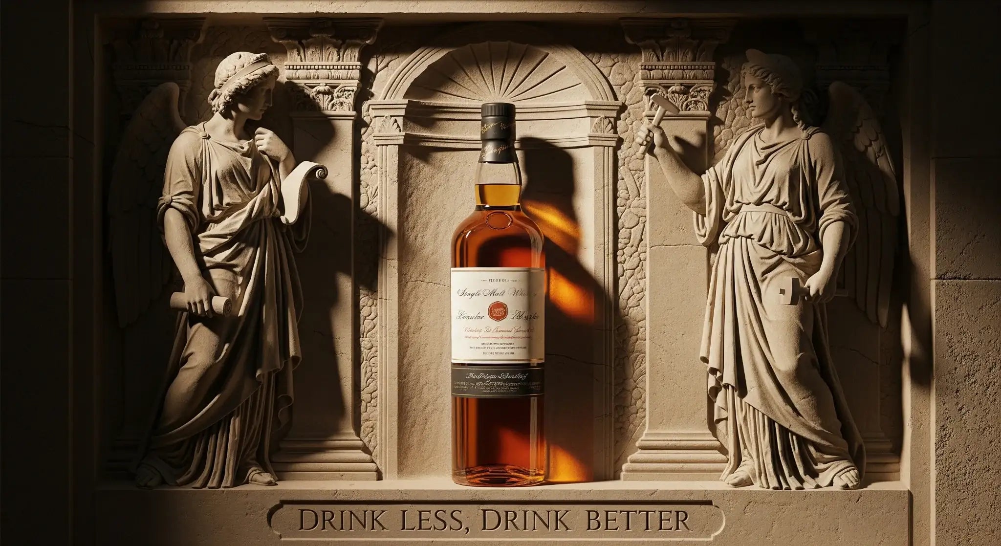 Drink Less Drink Better Whisky - Alcohol Please Premium Single Malt with Classical Statues