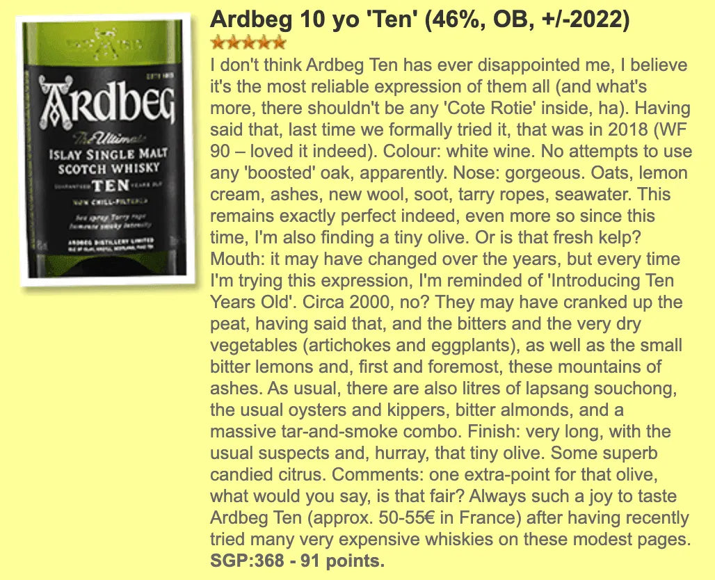 Ardbeg 10 - 10YO, 46% - Scotch Whisky