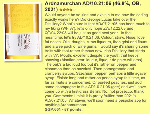 Ardnamurchan - AD/10.21:06, 46.8% (WF87) - Scotch Whisky