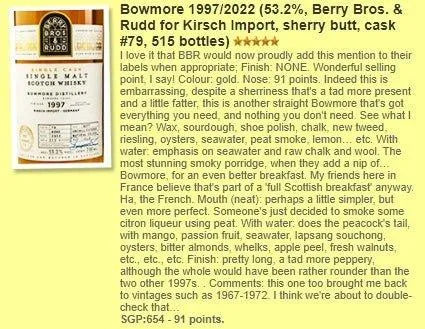 BBR Bowmore - ~25YO, 1997/2022, 53.2% (WF WN91) - Scotch Whisky