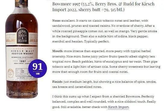 BBR Bowmore - ~25YO, 1997/2022, 53.2% (WF WN91) - Scotch Whisky