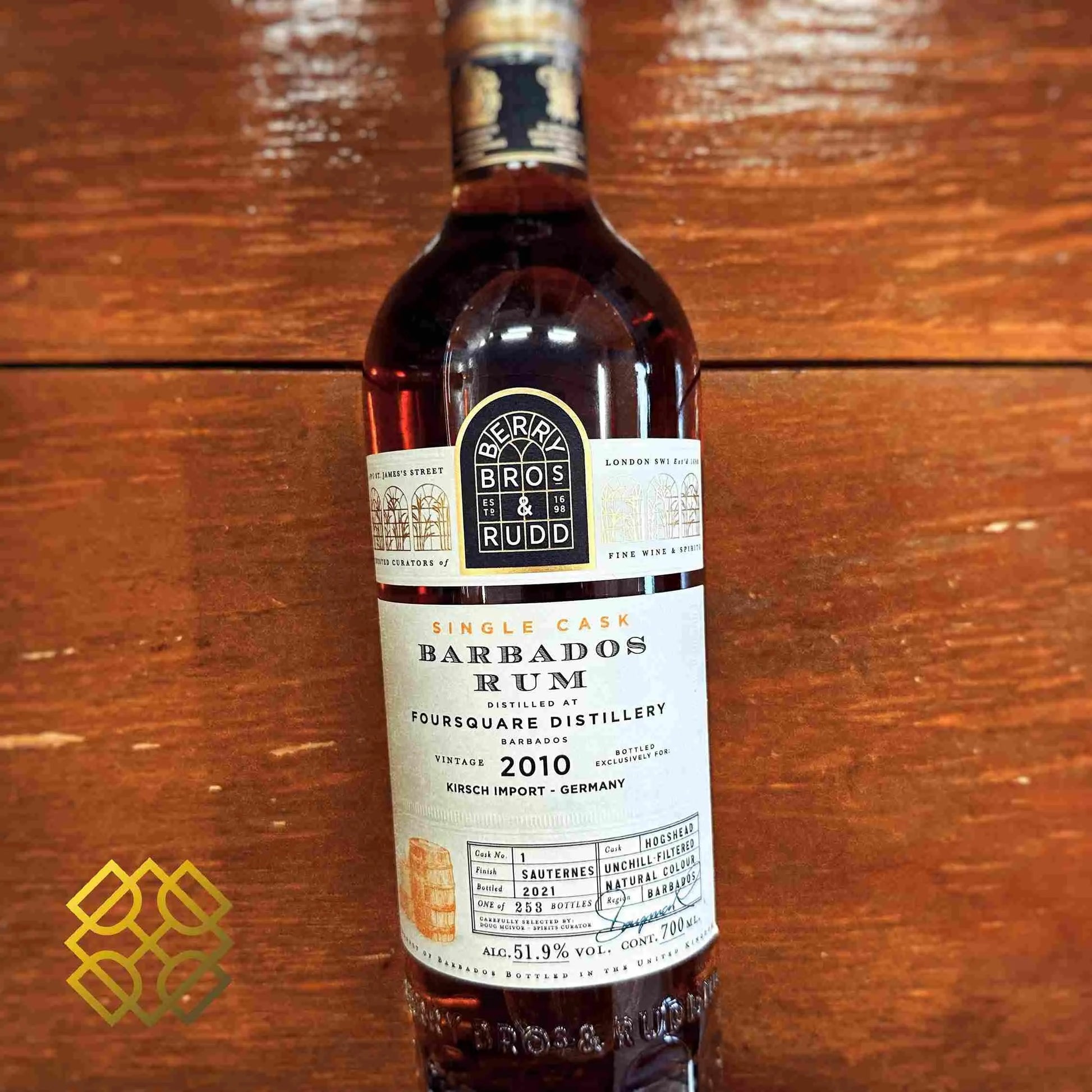 BBR Foursquare - 10YO, 2010/2021, Sauternes Finish, 51.9% - Rum