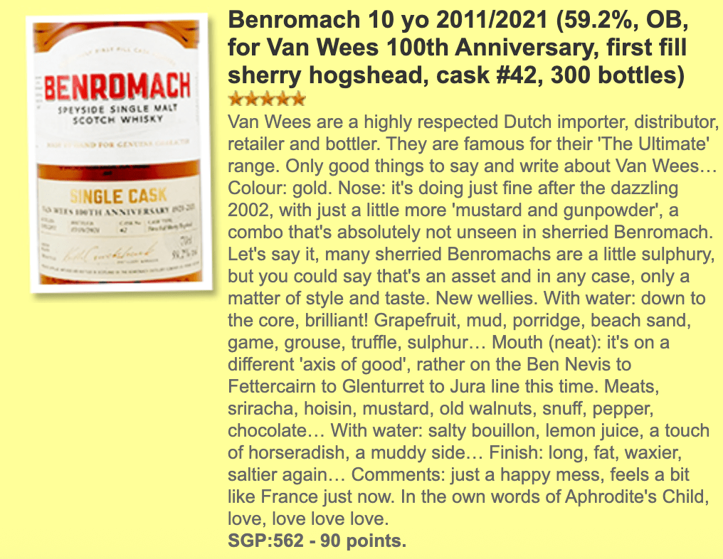 Benromach 2011/2021, 42, 1st Fill Sherry Hogshead, 59.2%, van Wees 100th Anniversary (WF90) - 蘇格蘭威士忌