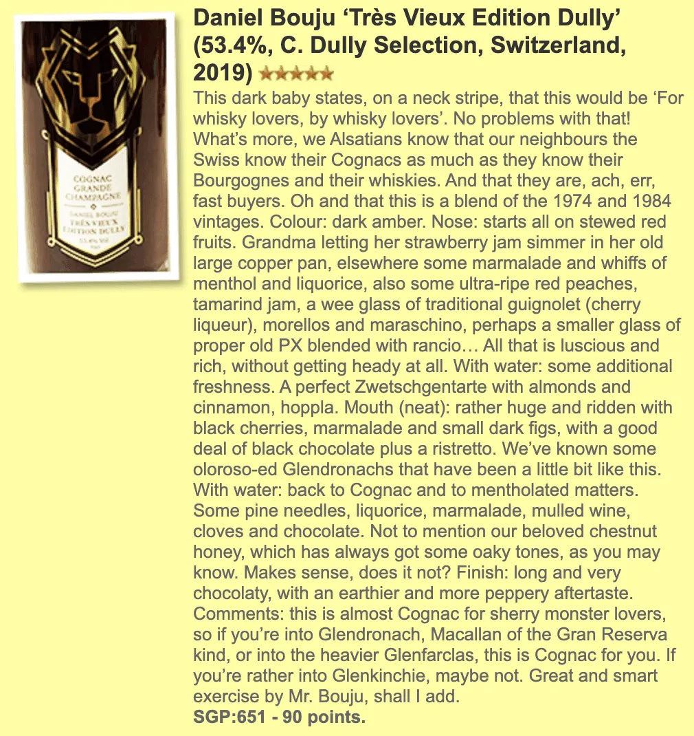 C. Dully Daniel Bouju - ‘Très Vieux Edition Dully' 35-45YO, 53.4% (WF90) - Cognac