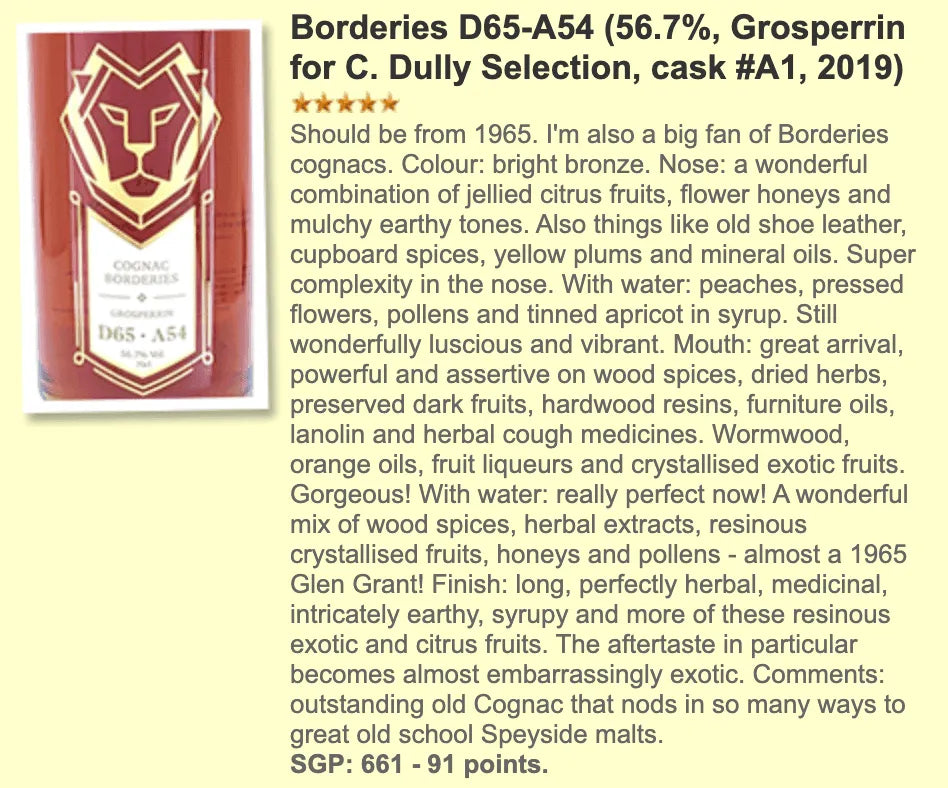 C. Dully Grosperrin - 54YO Borderies D65-A54, 56.7% (WF91) - Cognac