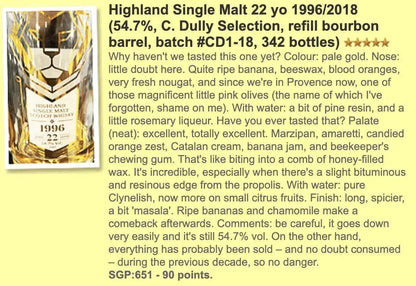 C. Dully Highland (Clynelish) - 22YO, 1996, 54.7% (WF90) - Scotch Whisky