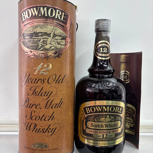 C10079 - Bowmore 12YO, 1980, Dumpy Brown Bottle - Gold label, 43% (WB89.28) - 