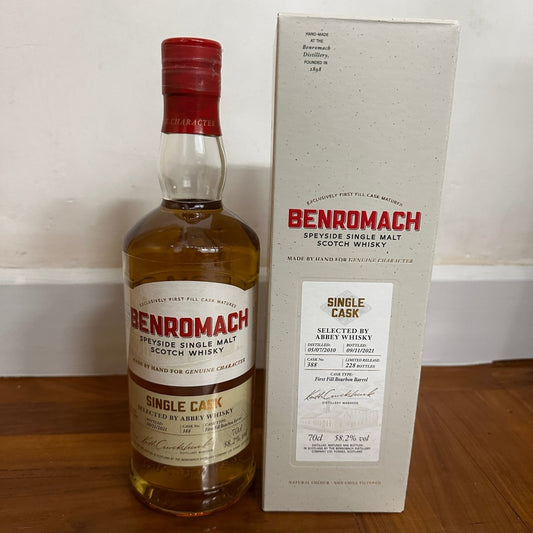 C10098 - Benromach 11YO, 2010/2021, 388 for Abbey, 58.2% (WB89.94) - 