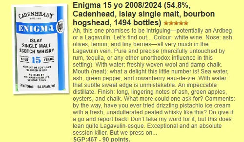 Cadenhead's Enigma Islay - 15YO, 2008/2024, 54.8% (WF90) - Scotch Whisky