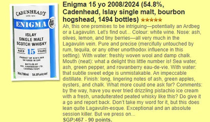 Cadenhead's Enigma Islay - 15YO, 2008/2024, 54.8% (WF90) - Scotch Whisky