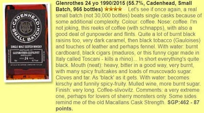 Cadenhead's Glenrothes - 24YO, 1990/2015, Sherry Butts, 55.7% (WF87) (分現金/信用卡價) - Scotch Whisky