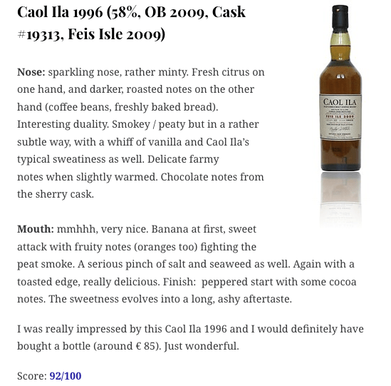 Caol Ila 1996/2009, Feis Ile 2009, 19313, 58% (WN92) (分現金/信用卡價) - 蘇格蘭威士忌