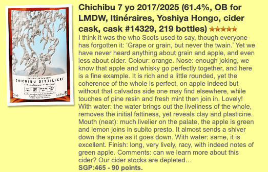 Chichibu 7YO, 2017/2025, Yoshiya Hongo, 14329, 61.4% (WF90) (分現金/信用卡價) - 日本威士忌