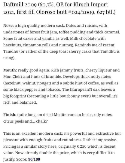 Daftmill - 11YO, 2009/2021, #024/2009, 60.7% (WN90) - Scotch Whisky