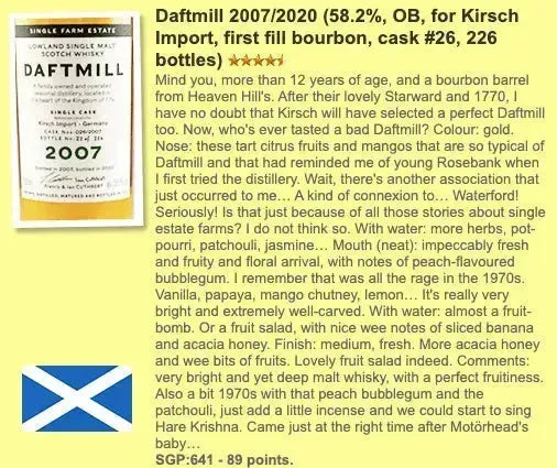 Daftmill - 12YO, 2007/2020, #026/2007, 58.2% (WF89) - Scotch Whisky