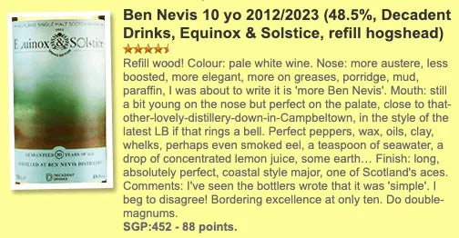 Decadent Drinks Ben Nevis - 10YO, 2012/2023, 48.5% (WF88) - Scotch Whisky