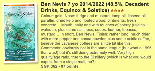 Decadent Drinks Ben Nevis - 7YO , 2014/2023, Sherry Butt, 48.5% (WF87) - Scotch Whisky